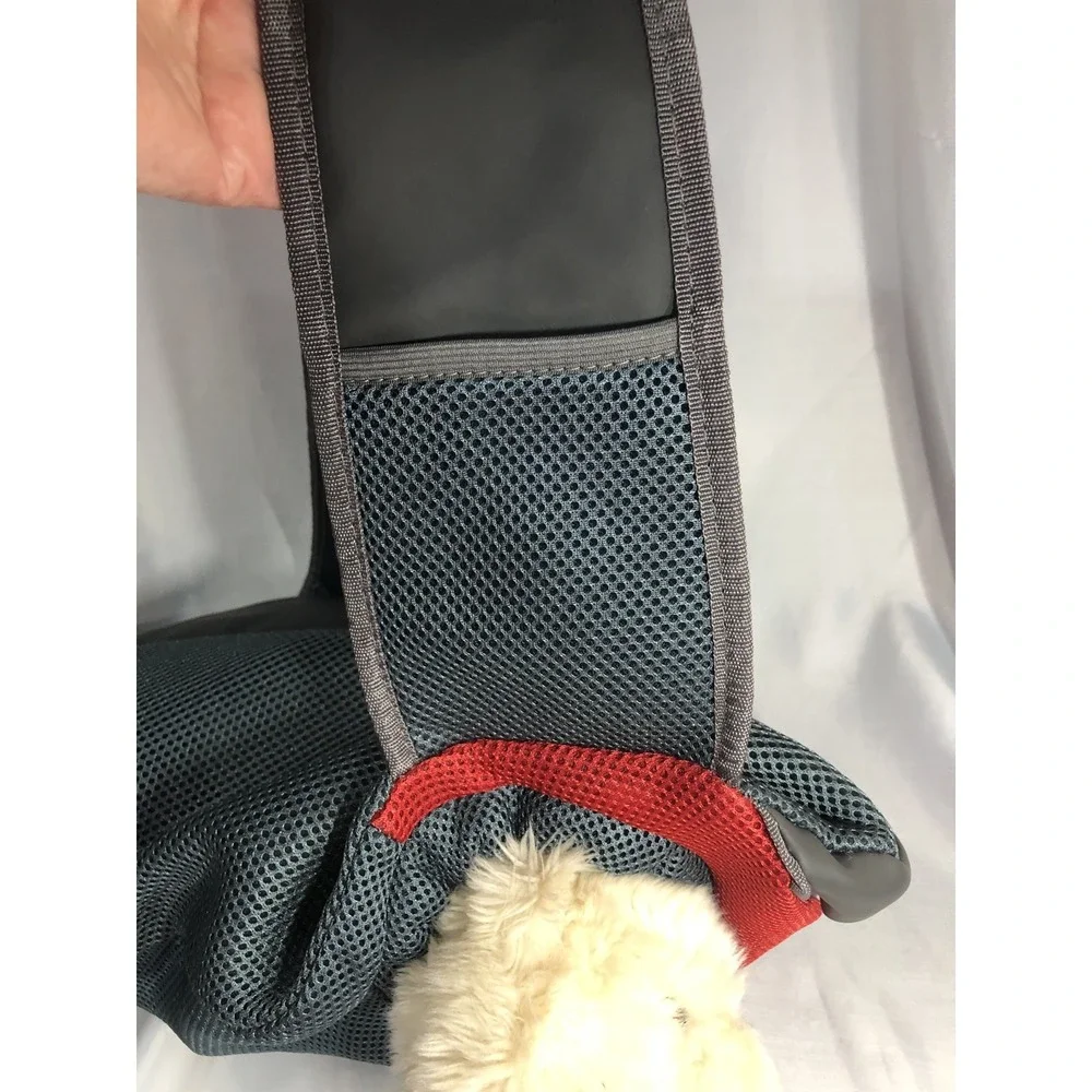 Pet Dog Cat Sling Carrier Breathable Mesh Travel Sling Bag Large Red -Preowned